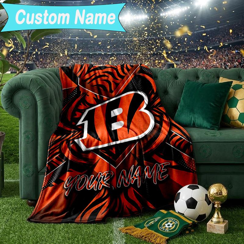 Custom Name Blanket Bengals Helmet Blanket Bedding Blanket for Travel, Camping, Living Rooms, Offices, Sofas, Fan Christmas Gift