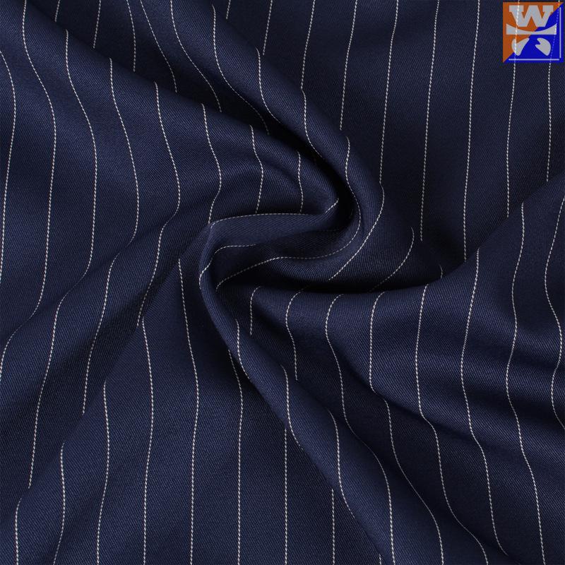 Elastic Twill Yarn-Dyed Stripe Polyester Fabric for Autumn/Winter Suits