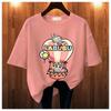 2025 Popular Children's Clothing Short Sleeved LABUBU Ride Hot Air Balloon Pattern Round Neck T-shirt Cartoon Style Girl's Top