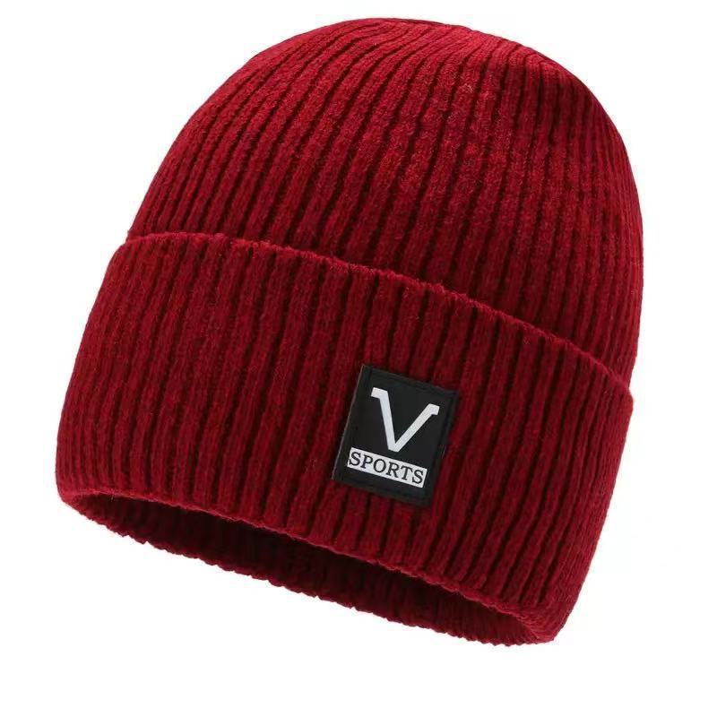 Men's Winter Thicken Warm Fleece Lined Knitted Woolen Hat Fashion All Match Korean Style Solid Color Beanie