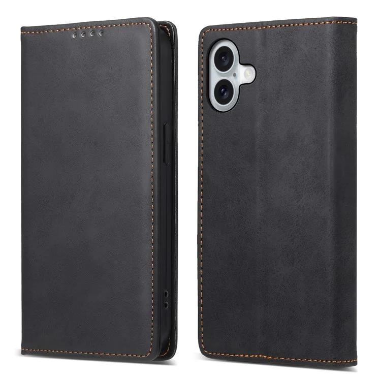 

DF-05 For iPhone 16 Plus Case RFID Blocking PU Leather Wallet Phone Cover - Black