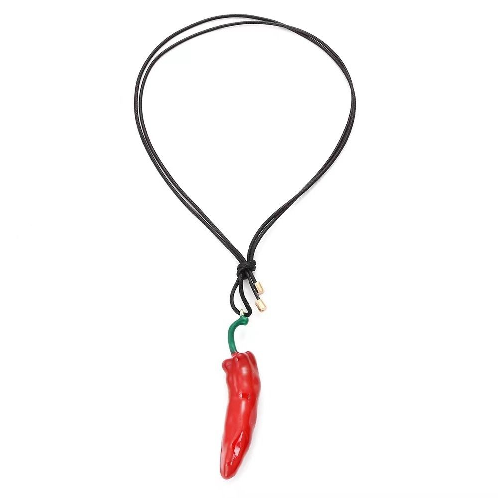 Boho Style Fashion Necklace Simple Metal Accessories Cute Red Pepper Pendant  Parties