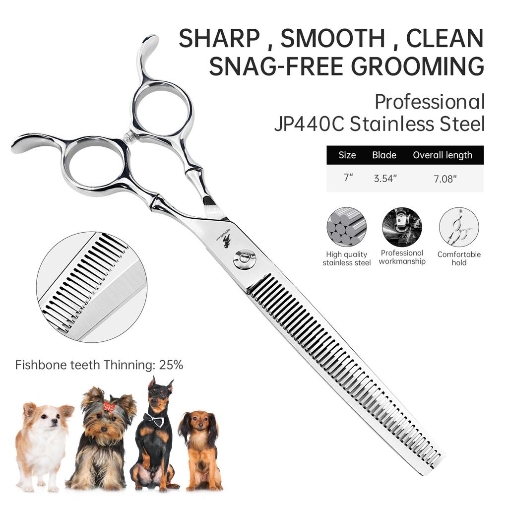 7.0 Inch Bamboo Fish Bone Dense Teeth Curved Teeth Cosmetic Scissors Curved Teeth Scissors, Pet Trimming Scissors Curved Teeth Scissors Pet Curved