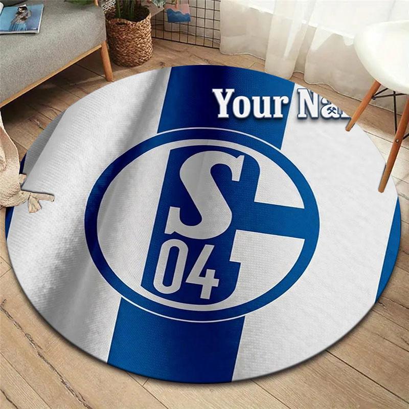 FC Schalke 04 Custom Name Round Area Rug,Carpet Rug for Living Room Bedroom Sofa Playroom Decor,Non-slip Floor Mat