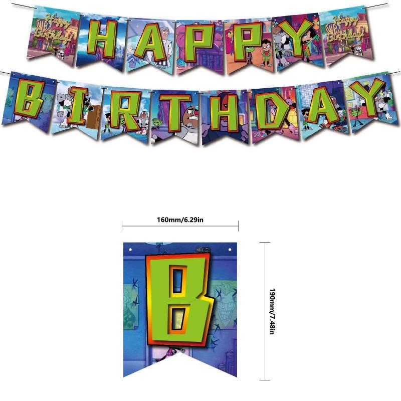 Colorful Teen Titans Go Party Decor Set Safe Eco-friendly Materials High-quality Paper 32pcs