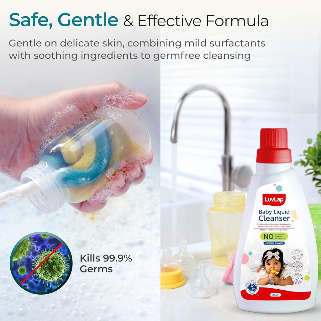 LuvLap Baby Liquid Cleanser 650g Pack Of 1 For Cleaning Feeding Bottles Toys Fruits Vegetables Safe Gentle Effective Solution