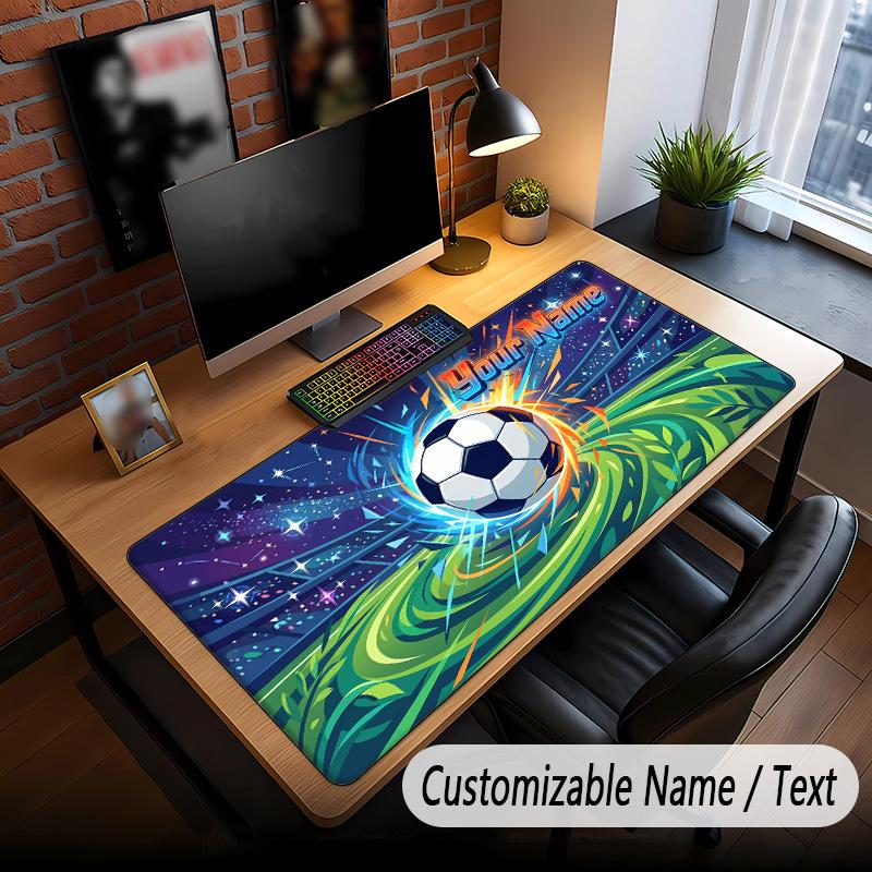 Soccer Theme Custom Mouse Pad Personalized With Name Text Customized Desk Mat For Office Home Decor