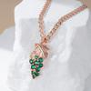 Kienl  Full Shiny Green Natural Zircon Long Grape Pendant Necklace For Women  Rose Gold Color Ethnic Bride Daily Jewelry