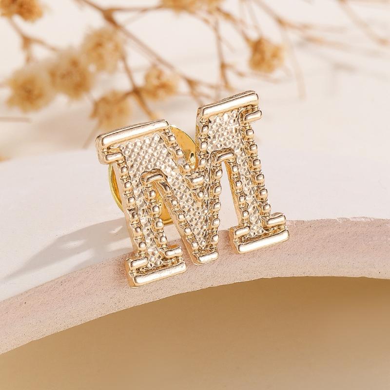 2Pcs New Metal Initial A To Z 26 Letters Pin Suit Shirt Collar Lapel Brooch Pin Badge Fashion Jewelry For Men Women Accessories