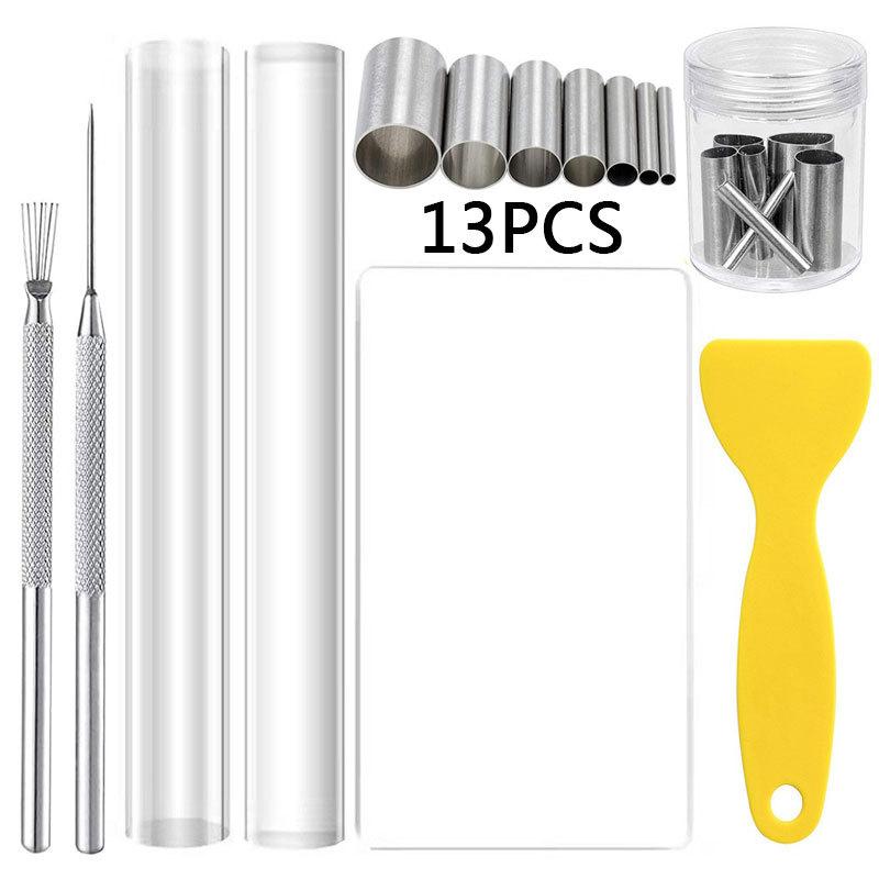 

13 Pcs/set Pottery Tool Pressure Mud Board Stainless Steel Round Cutting Mold Transparent Acrylic Board Detail Needle Clay Tool