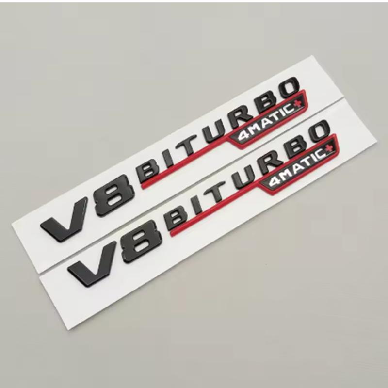 2pcs 3D ABS V8 Biturbo 4matic Car Fender Side Emblem For Mercedes Benz C63S W205 E63S W213 S63 W222 GLC63S X253 GLE63S W167 AMG