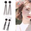 Lady Elegant Party Accessories Black Round Long Fashion Tassel Dangle Earrings Ear Studs Jewelry