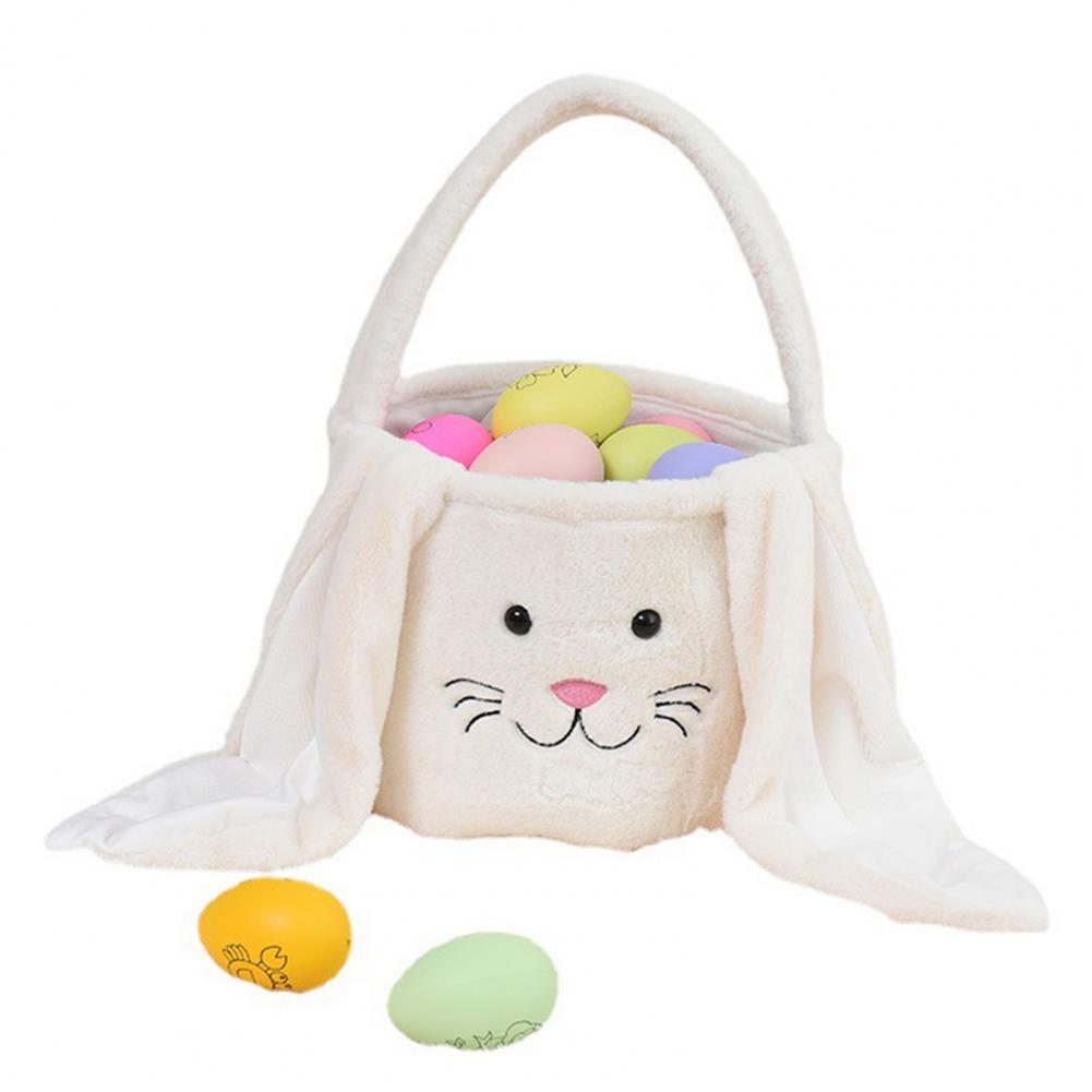 1pc Cute Plush Easter Bunny Basket Lovely Candy Carry Easter Eggs Basket Easter Handbag Bunny Candy Gift Basket