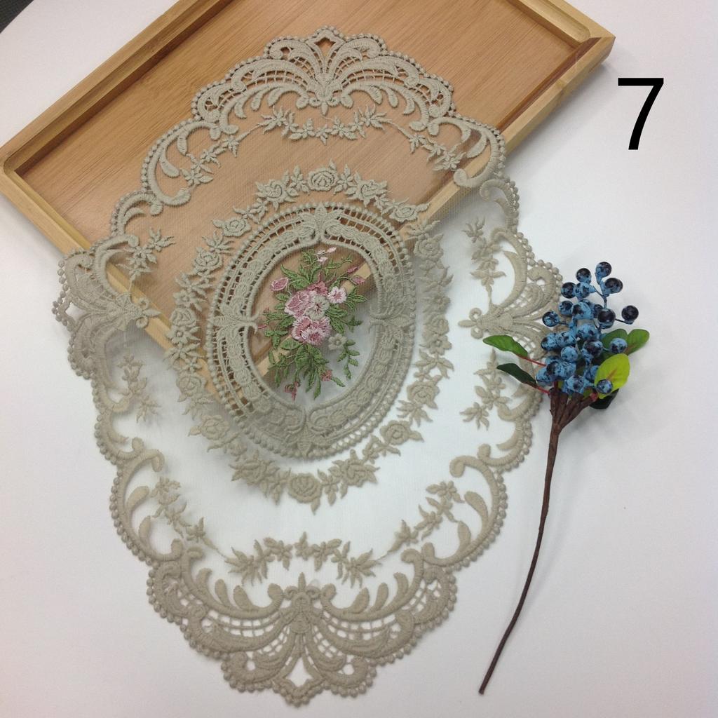 Classic Style Lace Placemat Embroidered Table Surface Cloth Dining Room Decorative Table Furniture Mats Party Wedding Antique Coffee Coasters