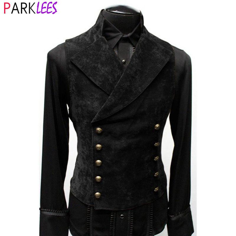 Autumn and Winter Men's Suit Stand Collar Suede Double-breasted Jacket Vest Vest
