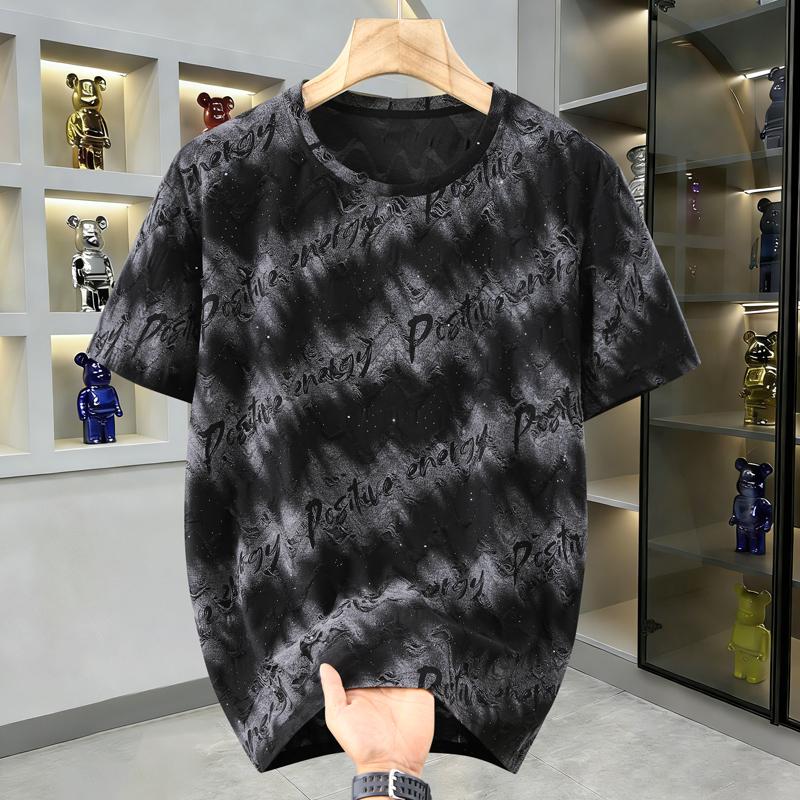 

Men s Plus Size Tie-Dye Embossed T-Shirt, Streetwear Short Sleeve Tee (5XL-12XL) 5XL(90kg-98kg) чёрный
