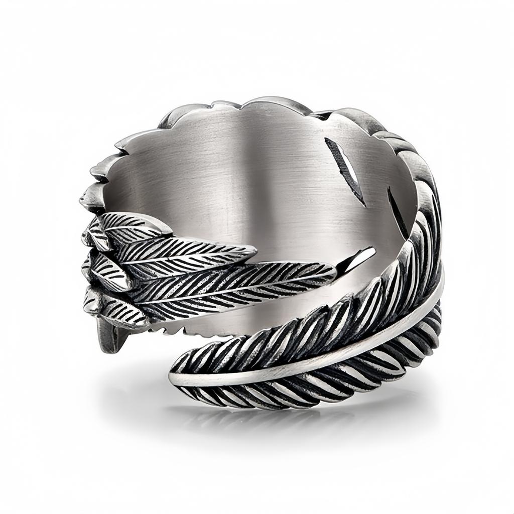 Retro Feather Rinnegan Eye of God Adjustable Open Ring For Men Silver-plated Copper Punk Gothic Edgy Jewelry Accessories Gift
