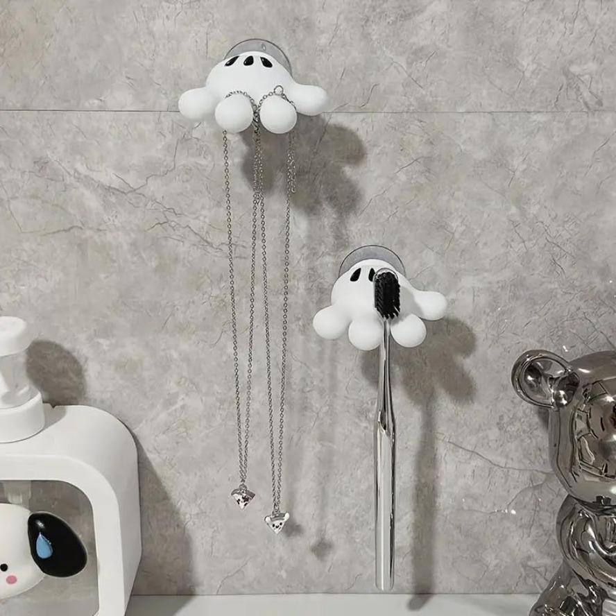 Cartoon Palm Tree Suction Cup Bathroom Waterproof Toothbrush Towel Rack Multifunctional Data Cable Storage Hook