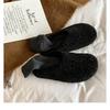 Wool version lamb wool leather thick-soled wool shoes women's winter height increase slippers thermal cotton shoes