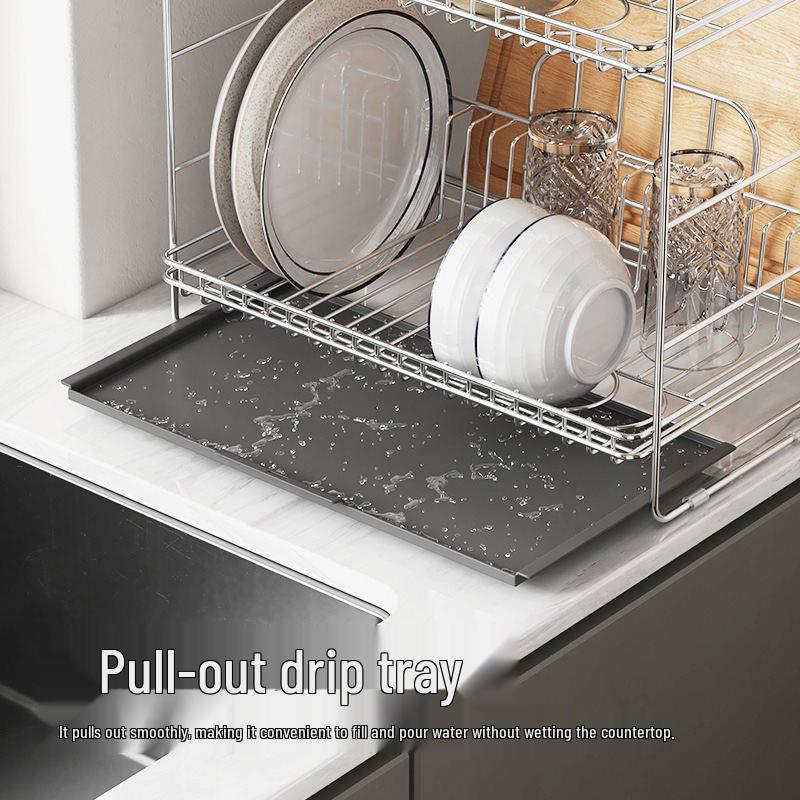 304 Stainless Steel Double-Layer Kitchen Dish and Bowl Drain Rack