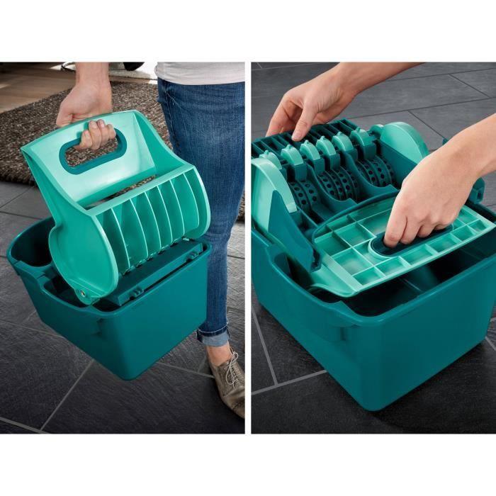 Set lave sol avec seau essoreur Leifheit Profi Compact 55092, balais à plat serpillière 42cm avec housse idéal pour tous sols lisses
