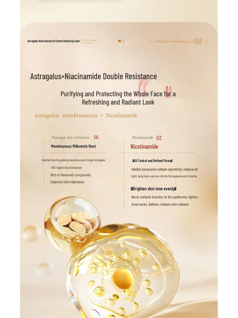 Original Astragalus & Niacinamid Aufhellender, ölregulierender Make-up-Entferner & Sanfte Gesichtsreinigung für Frauen