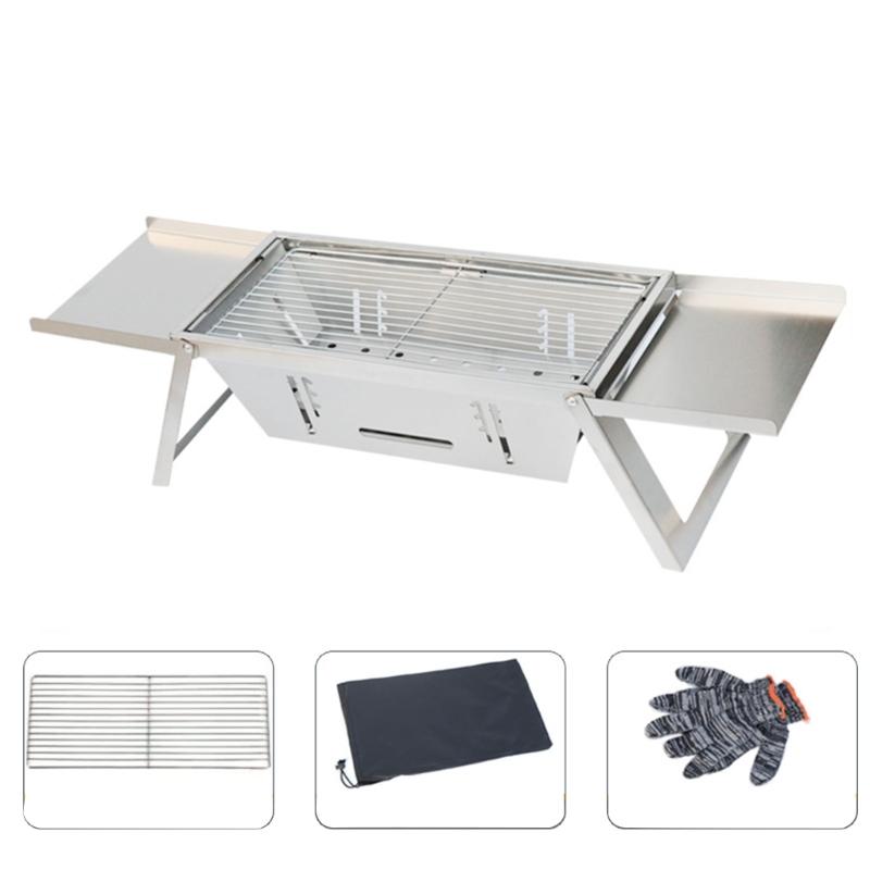 Portable Folding BBQ Grill Stove Stainless Steel Barbecue Grill Foldable Stove Camping Grill Stove for Hiking Picnic