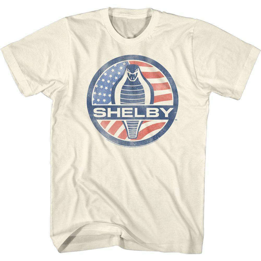 Carroll Shelby Flag Logo Natural Adult T-Shirt XL