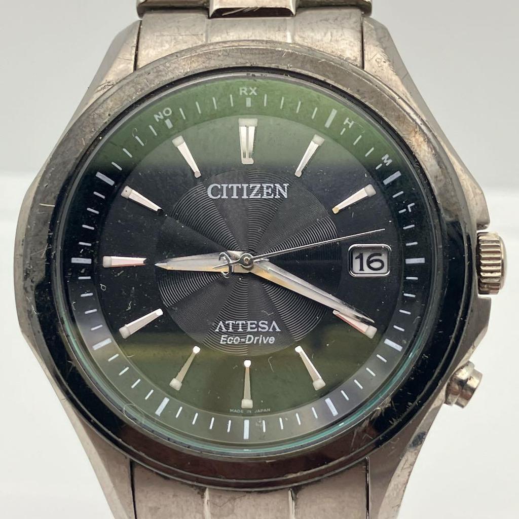 Used Working item CITIZEN ATTESA Eco Drive wristwatch black dial date