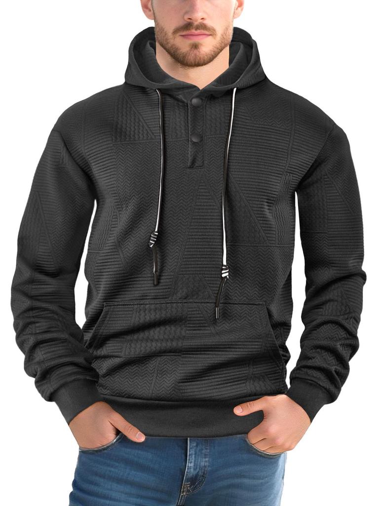 Men's Spring/Autumn Casual Solid Color Loose Pullover Hoodie