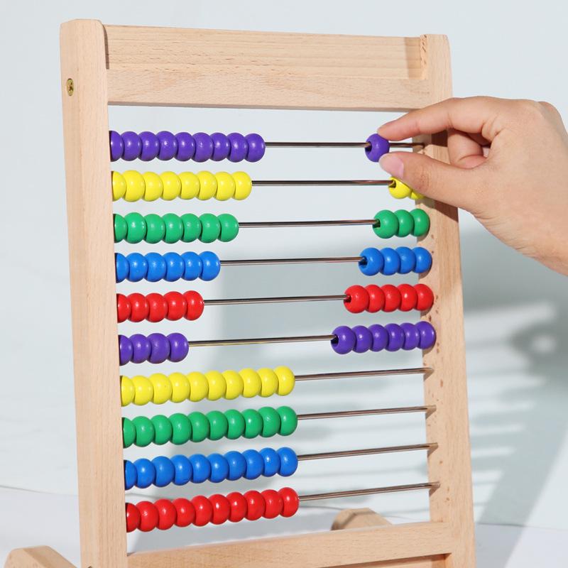 Wooden Abacus for Students - 10 Rows Soroban Frame for Math Teaching, Mental Arithmetic, Addition & Subtraction