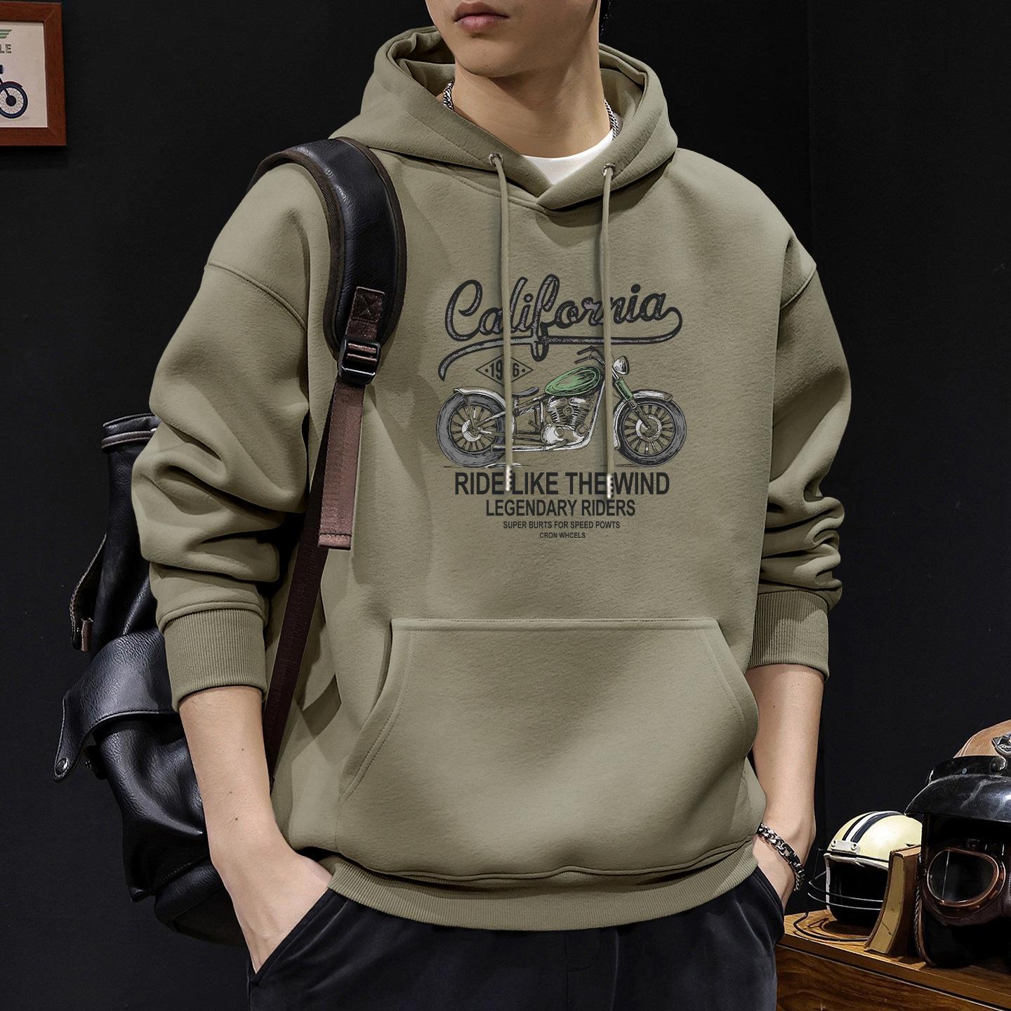 Men s Retro Letter Heavyweight Japanese Style Hoodie - Autumn/Winter Trend L (135-160 lbs)