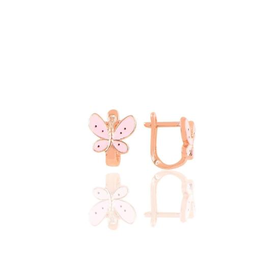 

Серебряная розовая эмалированная детская серьга-бабочка Sgtl10327rose