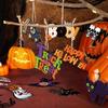 Gerrii 40 Pieces Halloween Ornaments Wooden Halloween Tree Decorations Pumpkin Ghost Witch Hat Skeleton Mini Hanging Ornaments with Rope for DIY