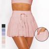 Women's Pleated 2 In 1 Shorts-Skirt Lace Up Anti Exposure Mini Skirt Spring Summer Fitness Tennis Half Skirt