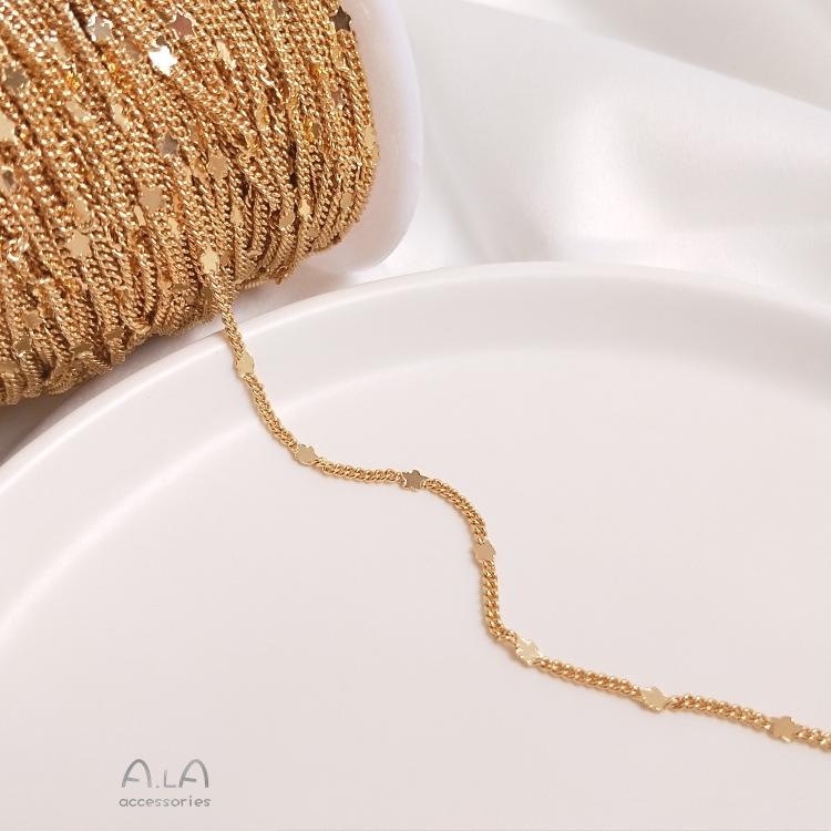 14k Gold-Filled Heart Pentagram Sunflower Chain for DIY Jewelry