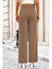 Women's High Waist Elastic Casual Pants with Button and Pockets