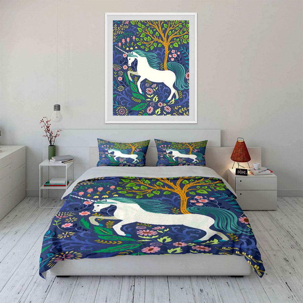 White Horse, Tree, Flowers. Bedding Sets Duvet Cover Sets Duvet Covers Pillowcases(1* Duvet Cover 2* Pillowcases Without Duvet Insert)