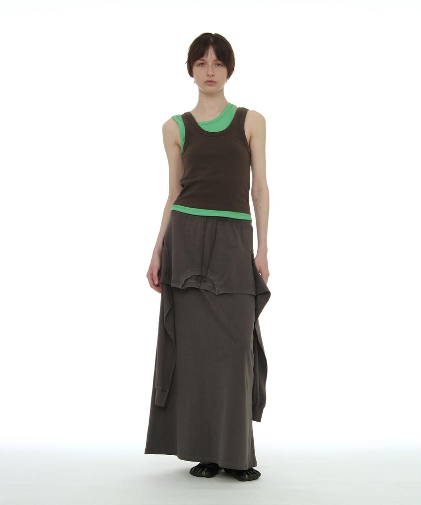 Partimento Woman Deconstructed Tee Maxi Skirt_Charcoal