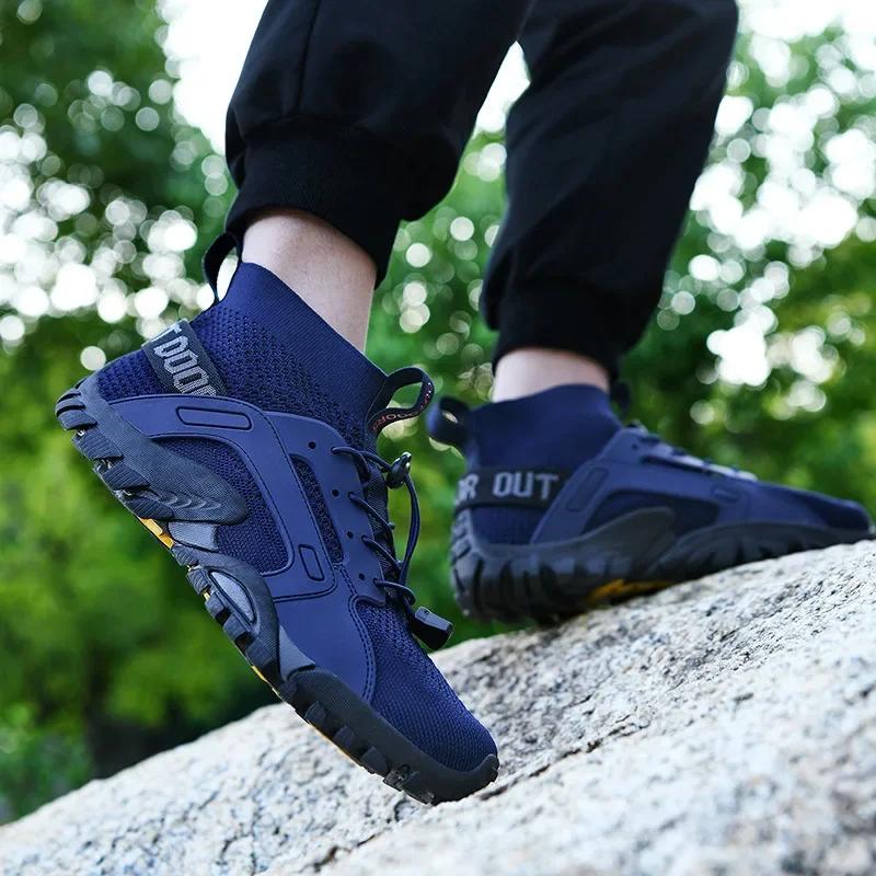 Fashion Outdoor Climbing Hiking Camping Fishing Shoes Men's Two-in-One Pure Stream Shoes Anti-slip Wear-resistant Motorcycle Boots Male