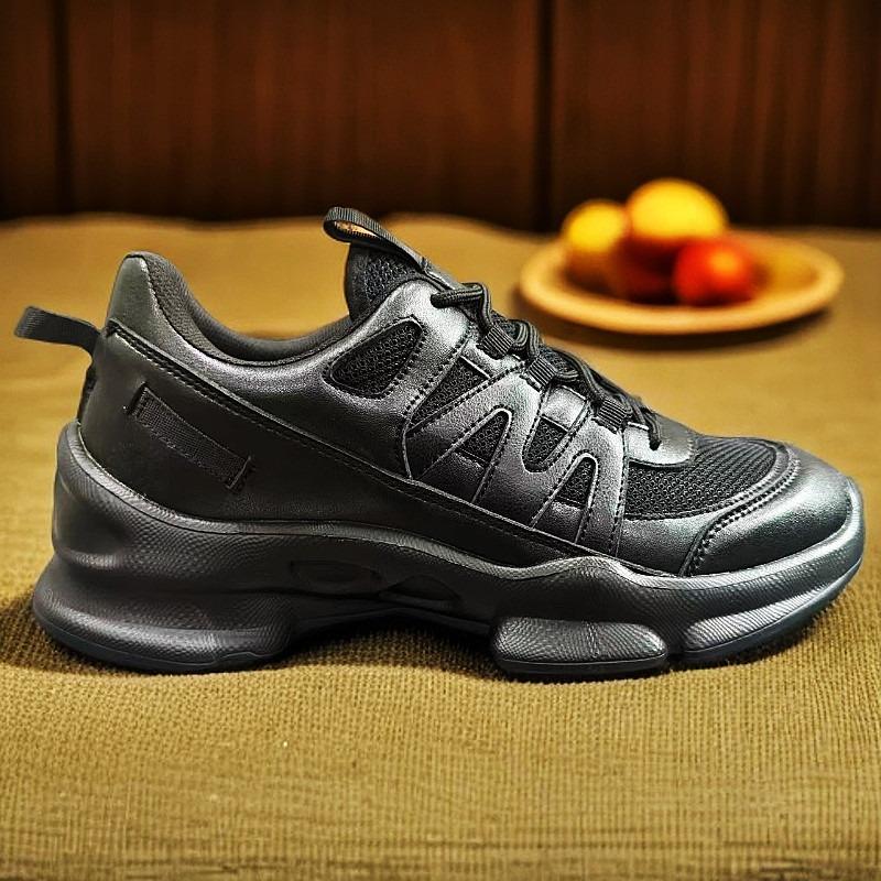 New walking shoes, black classic men's casual shoes, lightweight and non-slip running shoes, cushioning and wear-resistant sports shoes