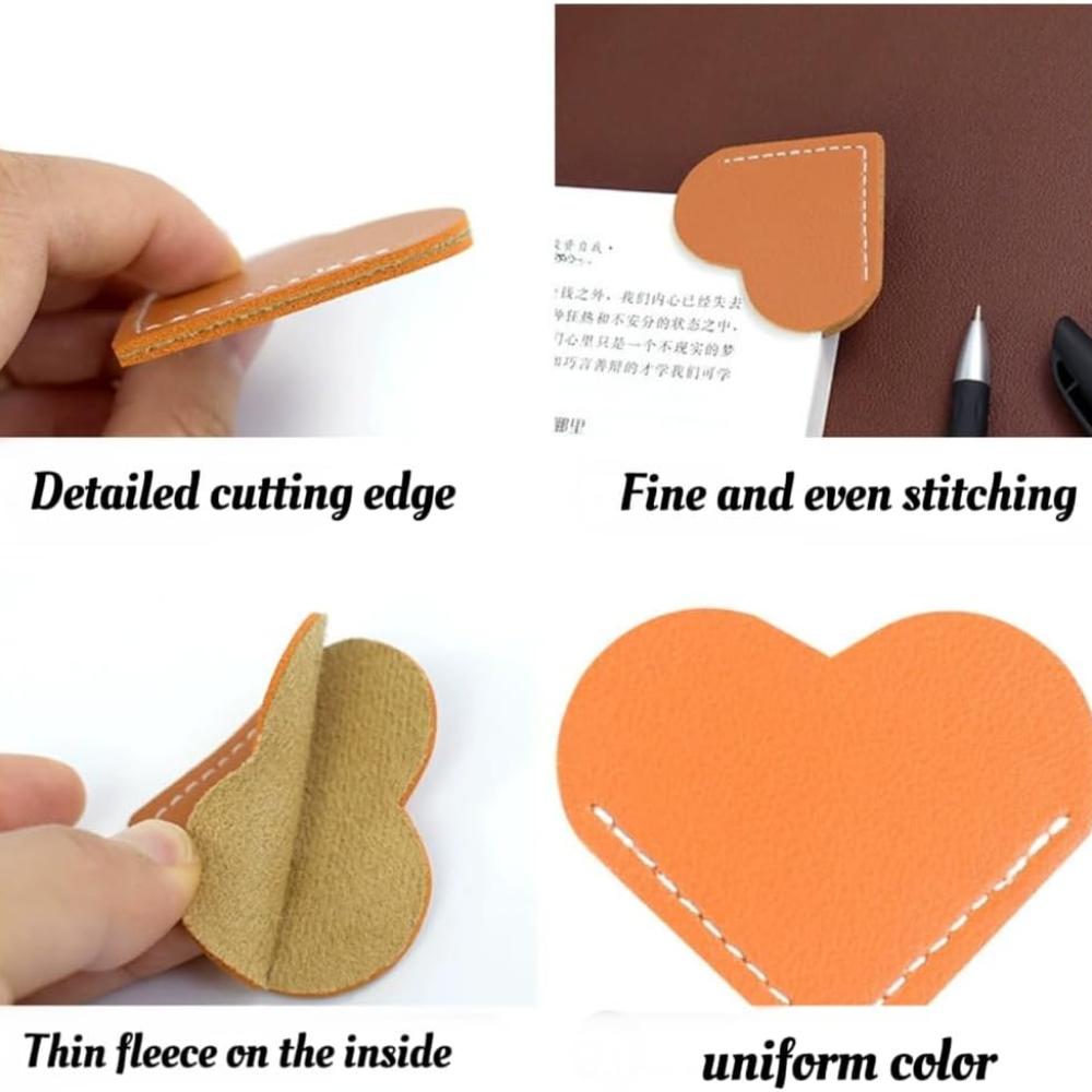 6pcs,Leather Heart-Shaped Bookmark, Corner Book Accessory Cute Corner Bookmark, Reading Enthusiast Book Accessory, Women's Bookm