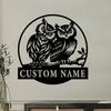 Personalized Owl Metal Sign Last Name Plate Home Entrance Decor