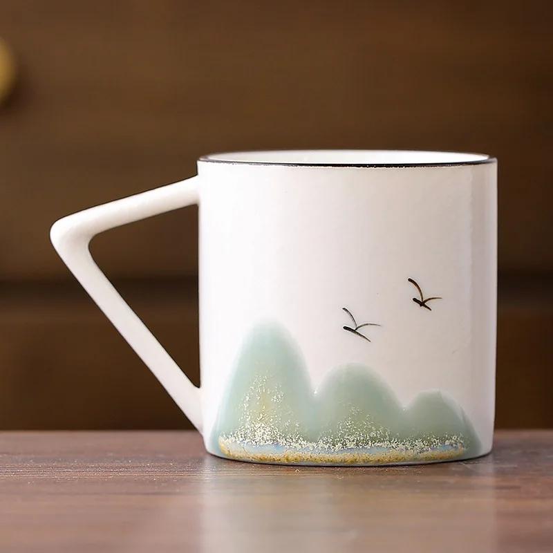 1pcs Chinese Style Mountain Ceramic Kung Fu Tea Cup Creative Pottery Espresso Cups Porcelain Coffee Cup Afternoon Teacup