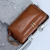 Double-Layered Toiletry Bag for Men Dad Husband Lightweight Leather Travel Shaving Kit Organizer Cosmetic Zipper Pouch