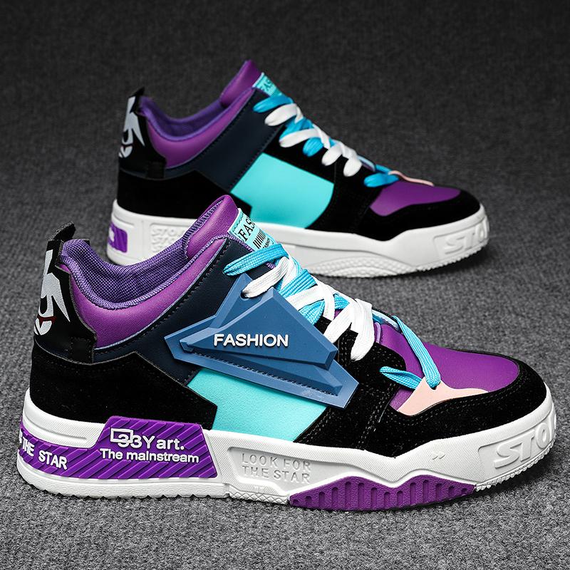 

Новые мужские классические модные низкие кроссовки для скейтбординга на толстой подошве, удобные кроссовки для баскетбола на мягкой подошве 44 белый/фиолетовый