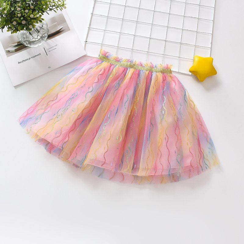 New Girls' Embroidered Mesh Short Skirt Princess Fluffy Half Skirt Floral Short Skirt Dance Skirt
