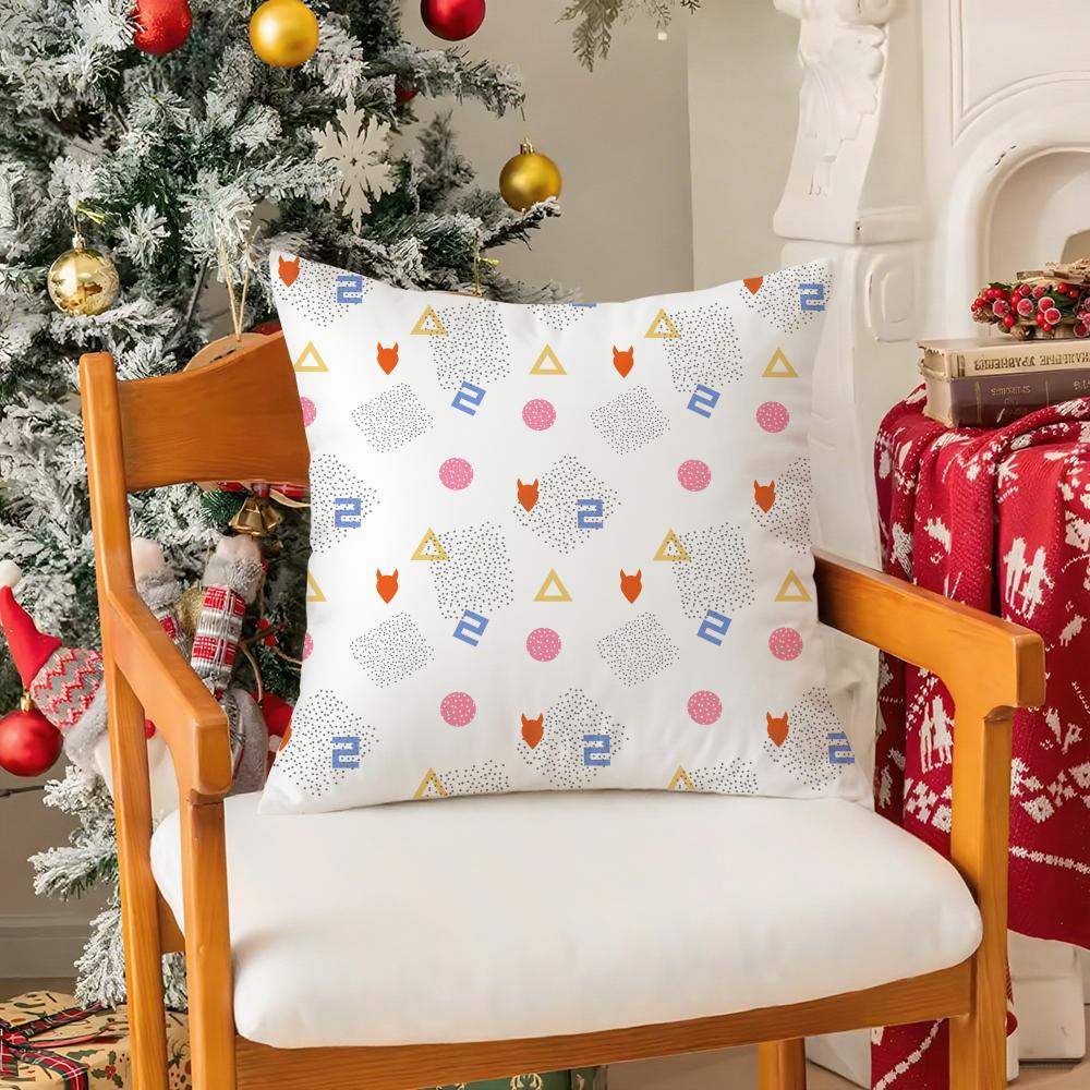 Memphis Seamless Patterns Pillow Case Silky Short Plush With Invisible Zipper Dustproof Sofa Cushion Cover For Home Decor