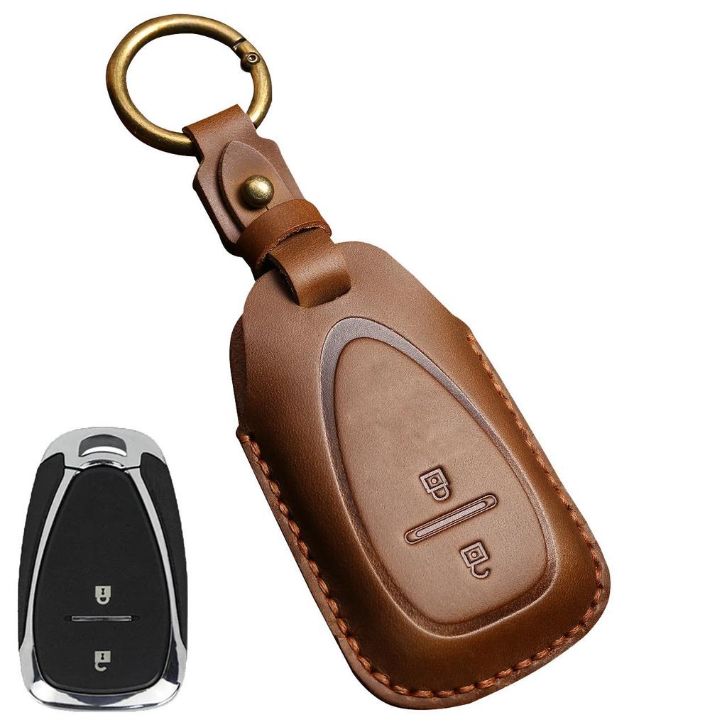 Genuine Leather Car Key Cover for Chevrolet Cruze, Malibu, Trax, Onix (21 Models)