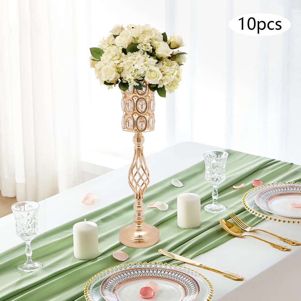 Tall Wedding Vases Set of 10, 24 Inches Gold Floor Vases for Wedding Centerpieces, Glass Cylinder Vases, Elegant Wedding Decor